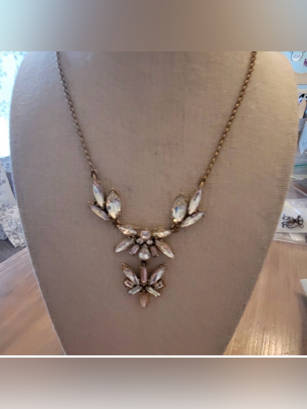 J. Crew Gold-Tone Faceted Crystal Floral Statement Necklace